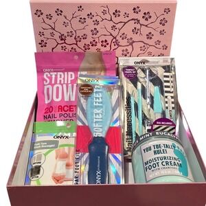 Pedicure Basket- Onyx Nail and Foot Care in Cherry Blossom Gift Box